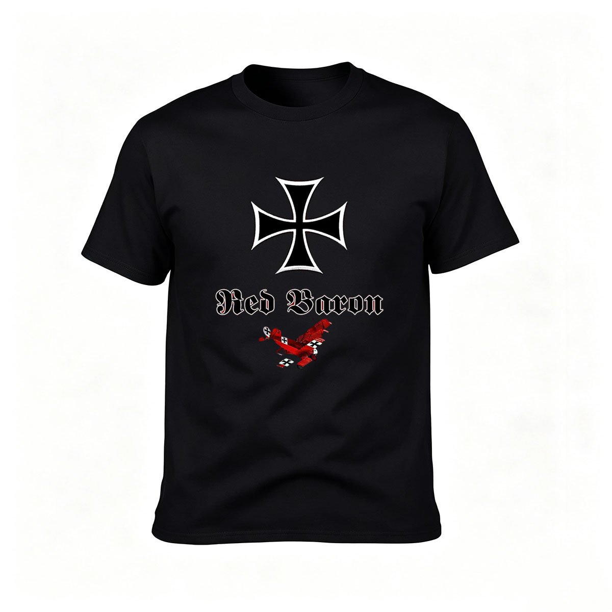 Red Baron Iron Cross Fighter Plane Men's T-Shirt