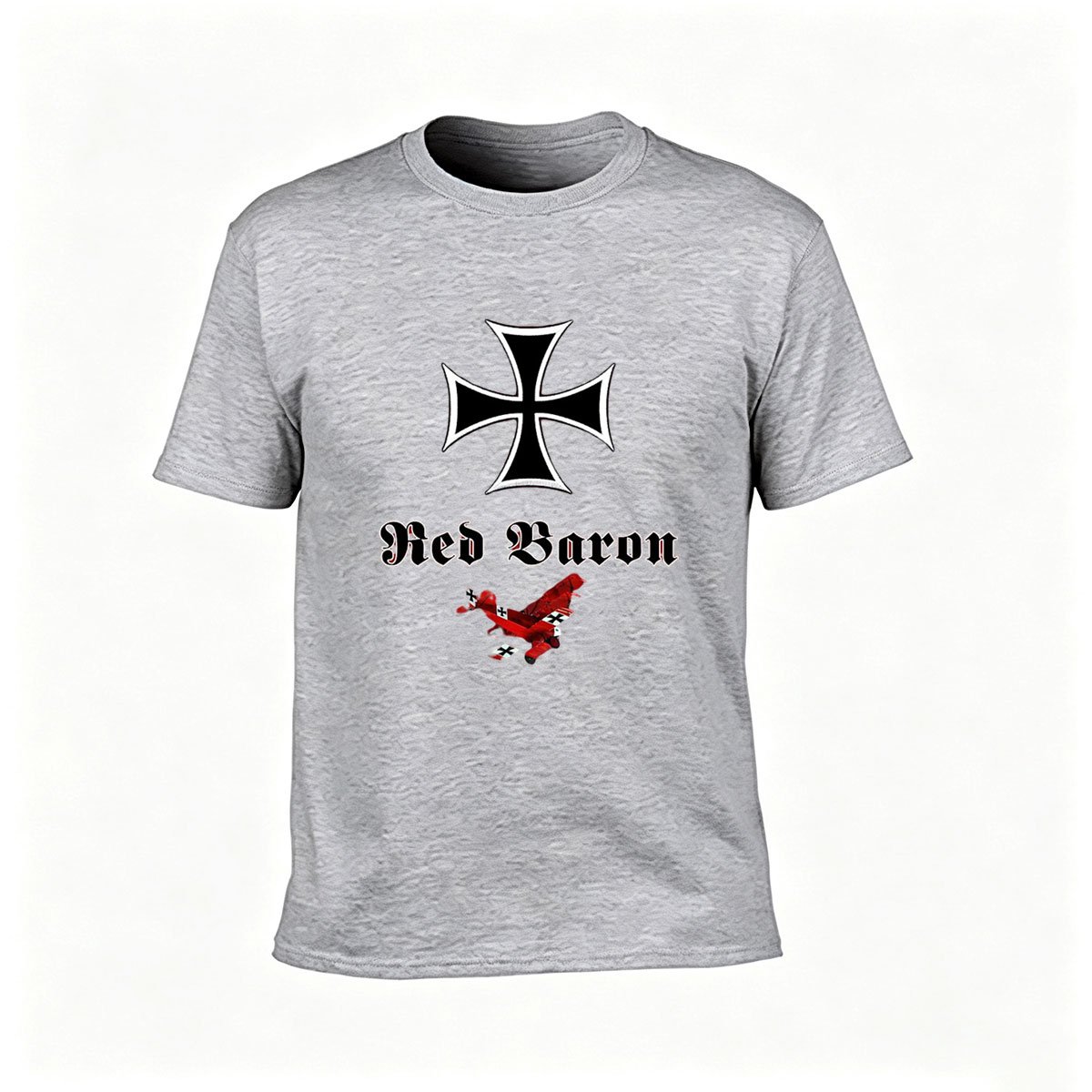 Red Baron Iron Cross Fighter Plane Men's T-Shirt - Image 3