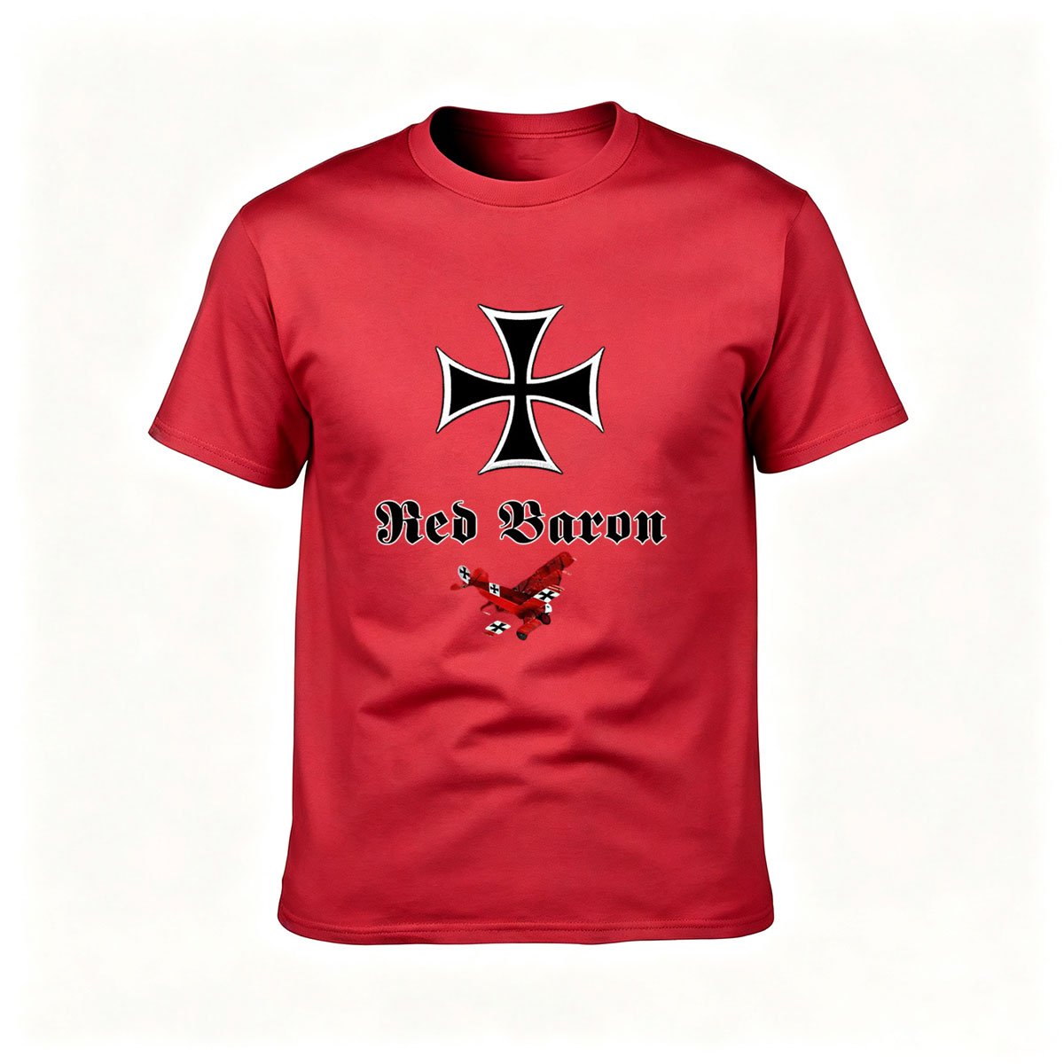 Red Baron Iron Cross Fighter Plane Men's T-Shirt - Image 5