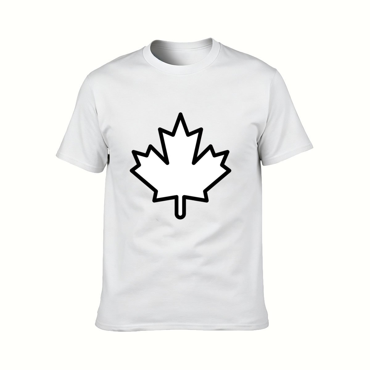 Men's Black T-Shirt with White Maple Leaf Design Canada Gift - Image 2