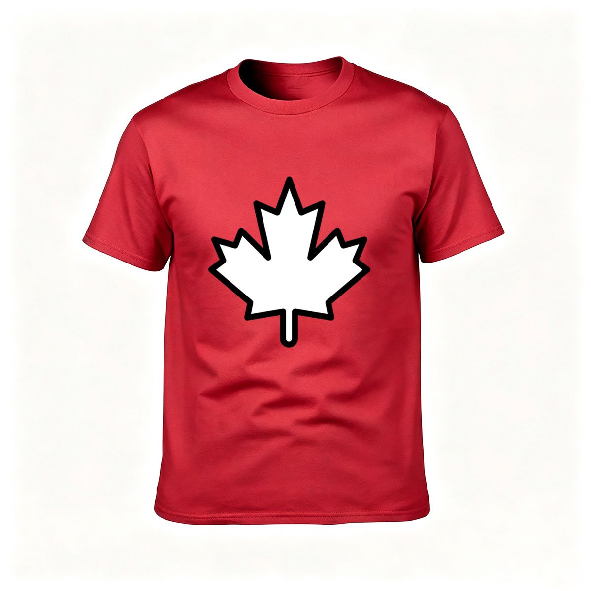 Men's Black T-Shirt with White Maple Leaf Design Canada Gift - Image 5
