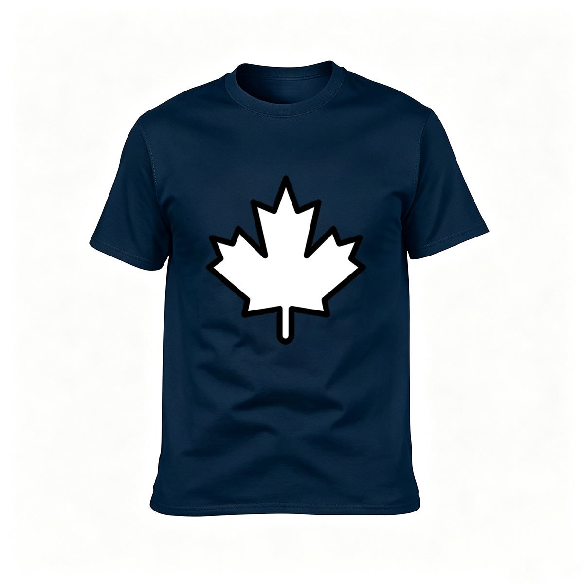 Men's Black T-Shirt with White Maple Leaf Design Canada Gift - Image 6