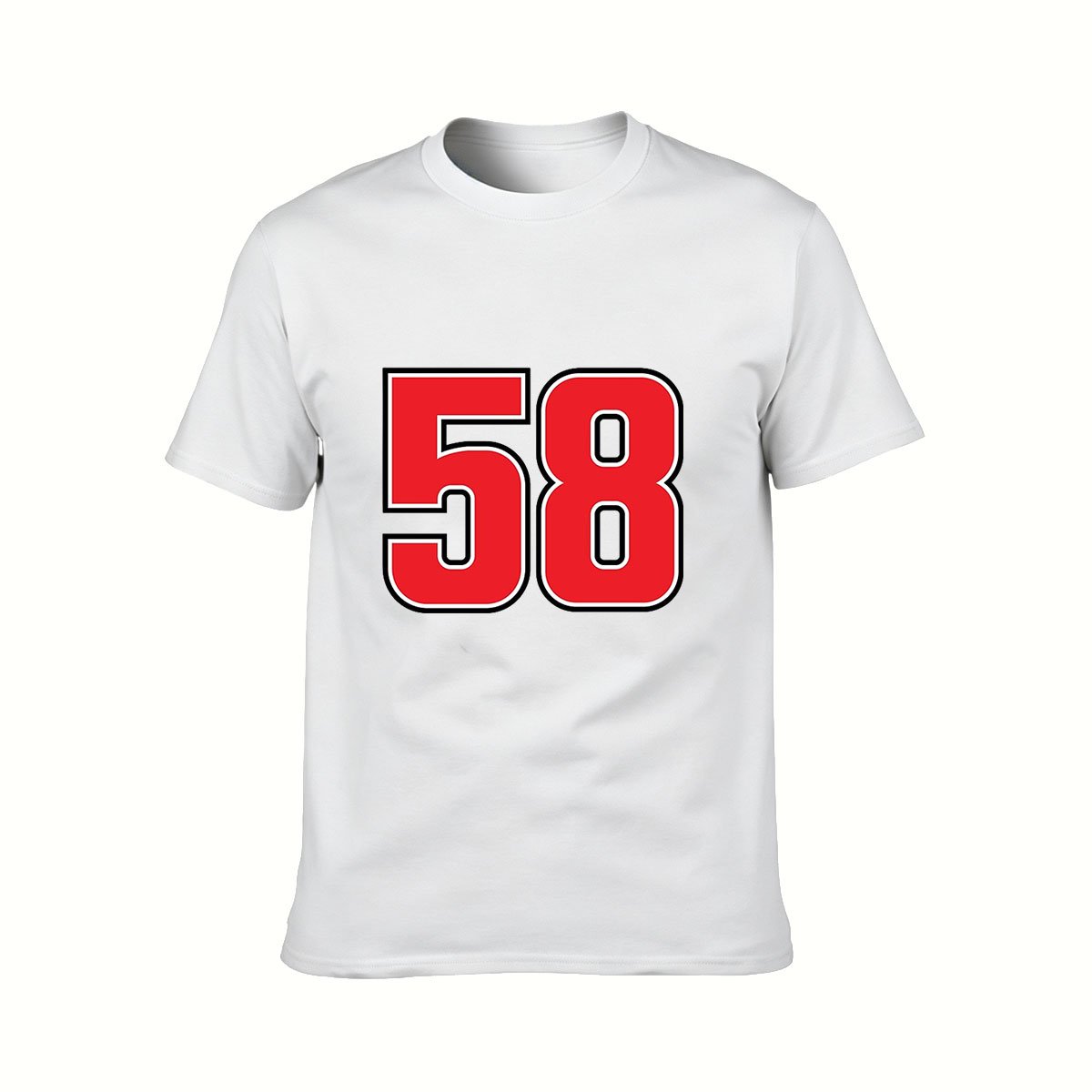 Black T-Shirt Men's 58 Number Print Sport Style Gift for Fans - Image 2