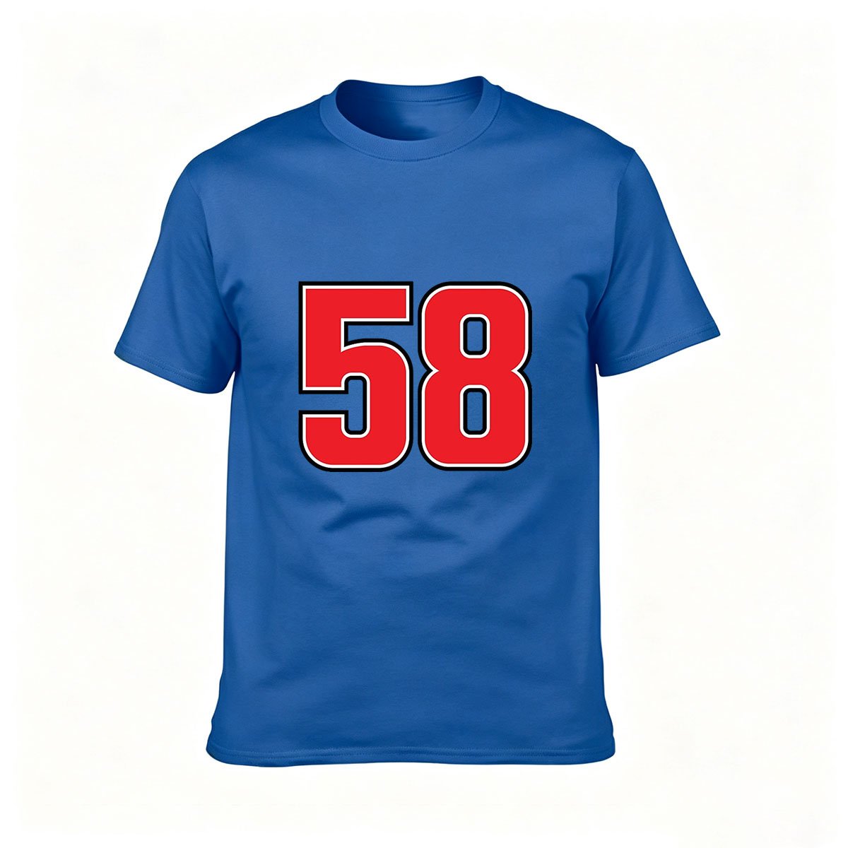 Black T-Shirt Men's 58 Number Print Sport Style Gift for Fans - Image 4