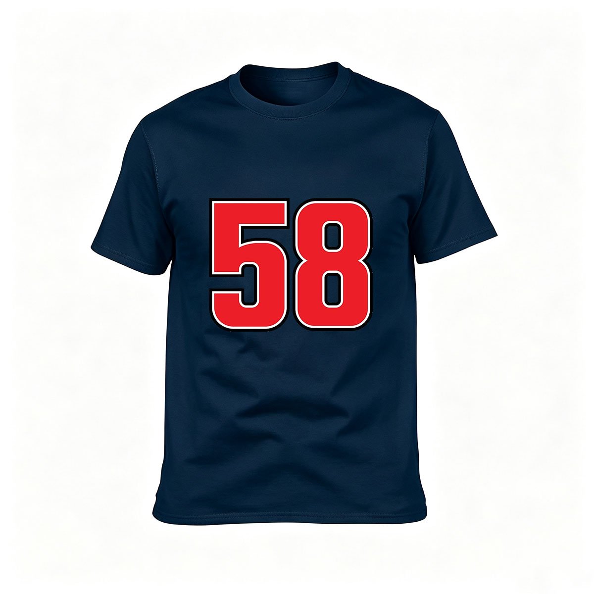 Black T-Shirt Men's 58 Number Print Sport Style Gift for Fans - Image 6