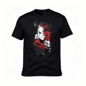 Fox Mask Floral Design Men's T-Shirt Gift for Him