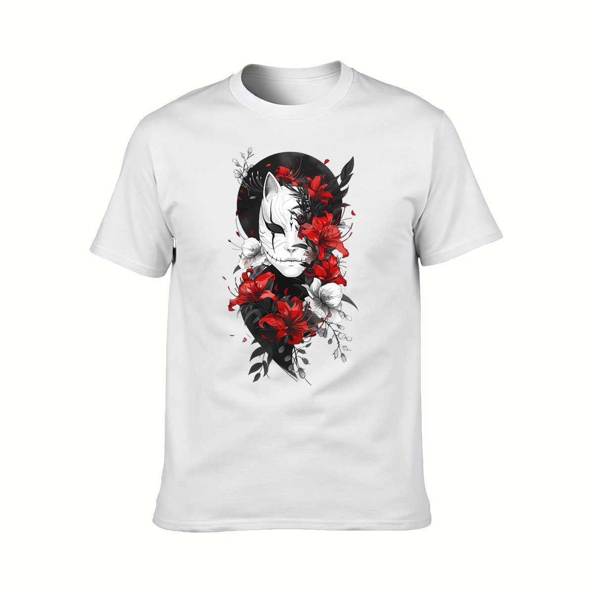 Fox Mask Floral Design Men's T-Shirt Gift for Him - Image 2