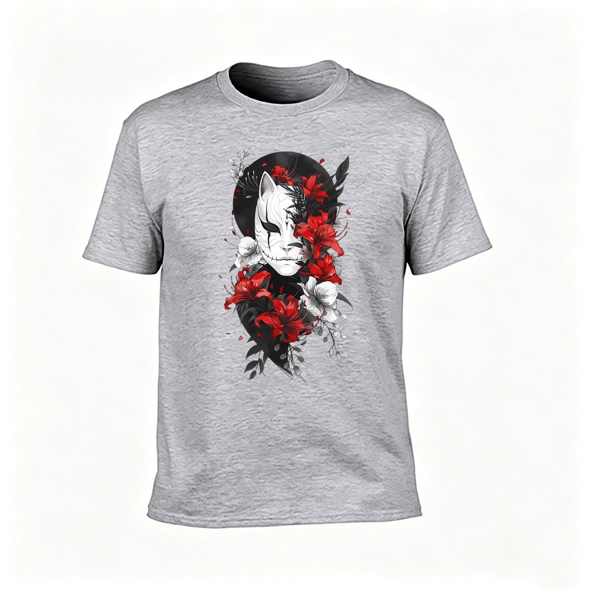 Fox Mask Floral Design Men's T-Shirt Gift for Him - Image 3