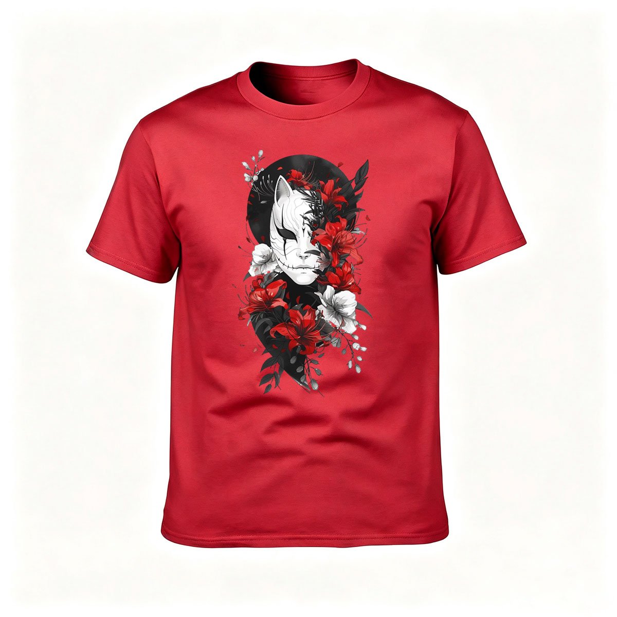 Fox Mask Floral Design Men's T-Shirt Gift for Him - Image 5