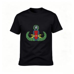 Men's Black T-Shirt with Military Medal Design for Gifts and Casual Wear