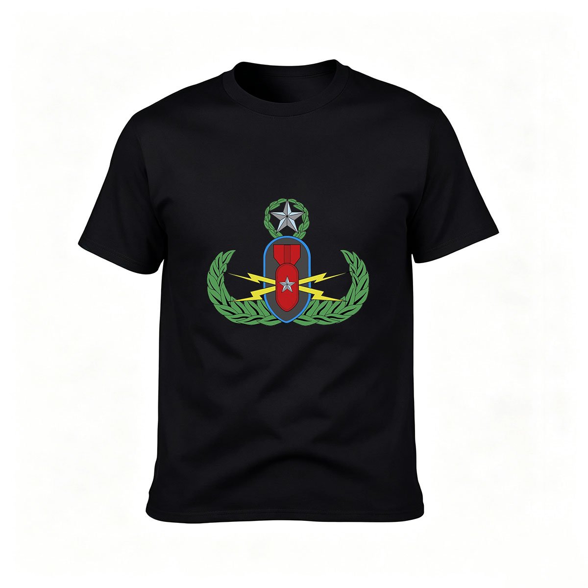 Men's Black T-Shirt with Military Medal Design for Gifts and Casual Wear