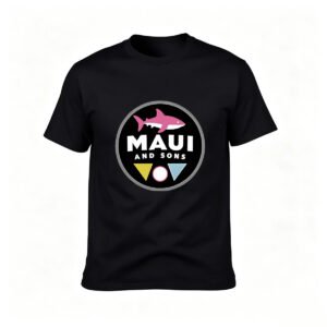 Maui And Sons Pink Shark Logo Men's T-Shirt Gift Wear