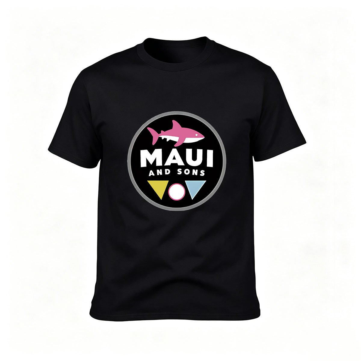 Maui And Sons Pink Shark Logo Men's T-Shirt Gift Wear