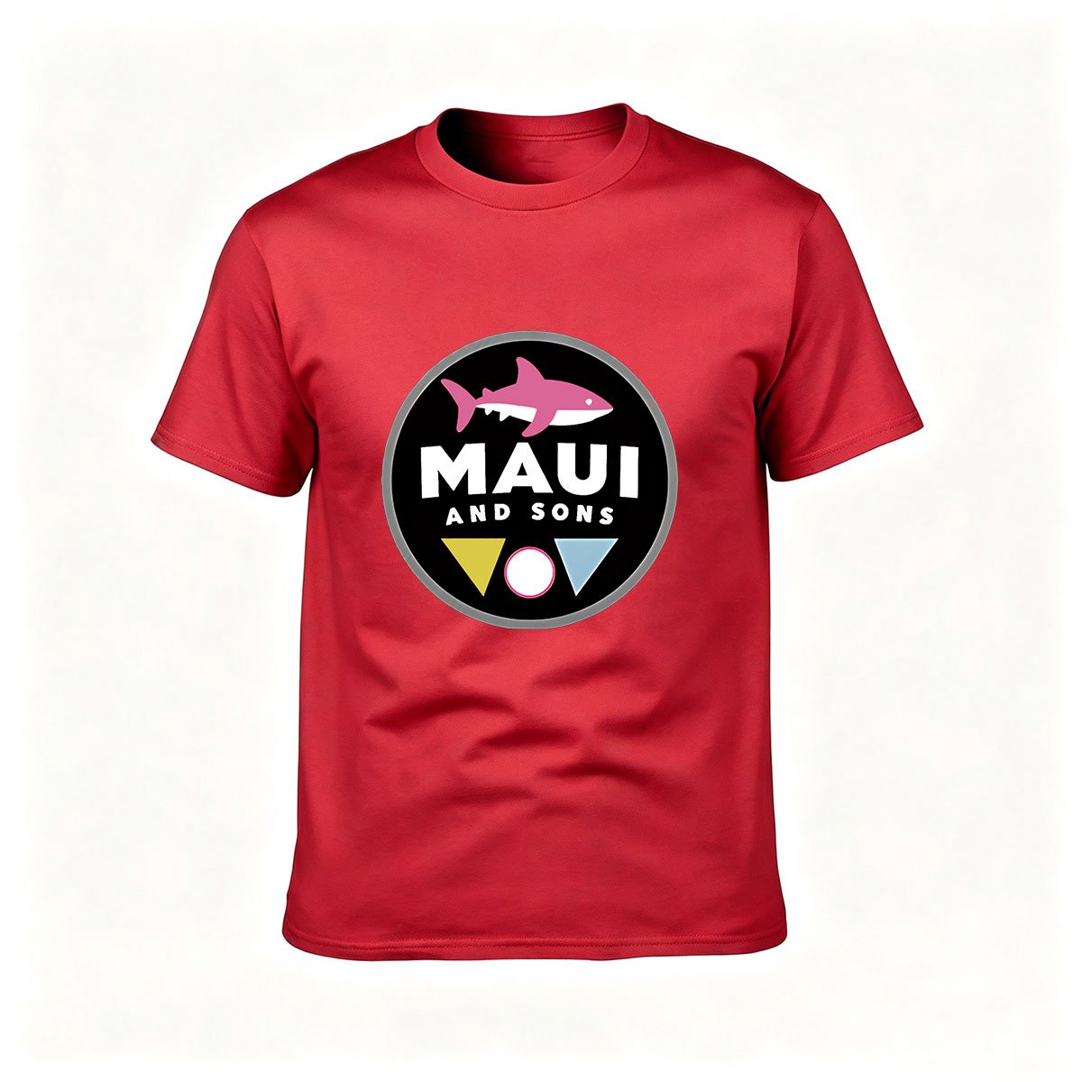 Maui And Sons Pink Shark Logo Men's T-Shirt Gift Wear - Image 5