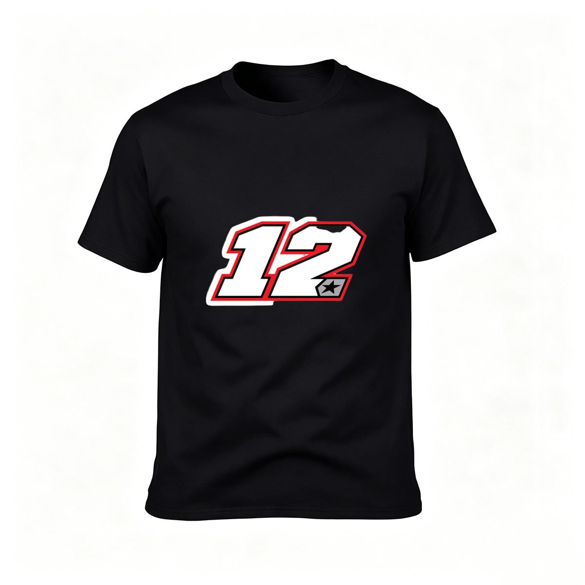 Men's Black T-Shirt Number 12 Racing Design Gift for Fans