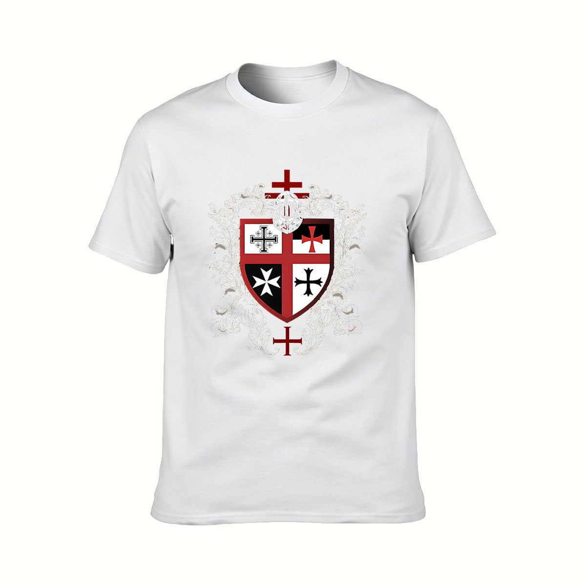 Men's Black T-Shirt with Heraldic Cross Shield Design for Gifts and Casual Wear - Image 2