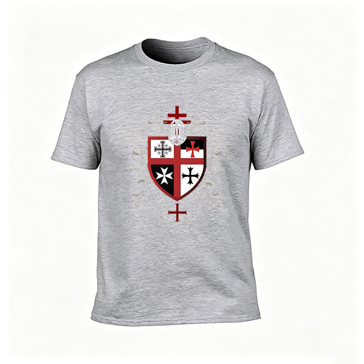 Men's Black T-Shirt with Heraldic Cross Shield Design for Gifts and Casual Wear - Image 3