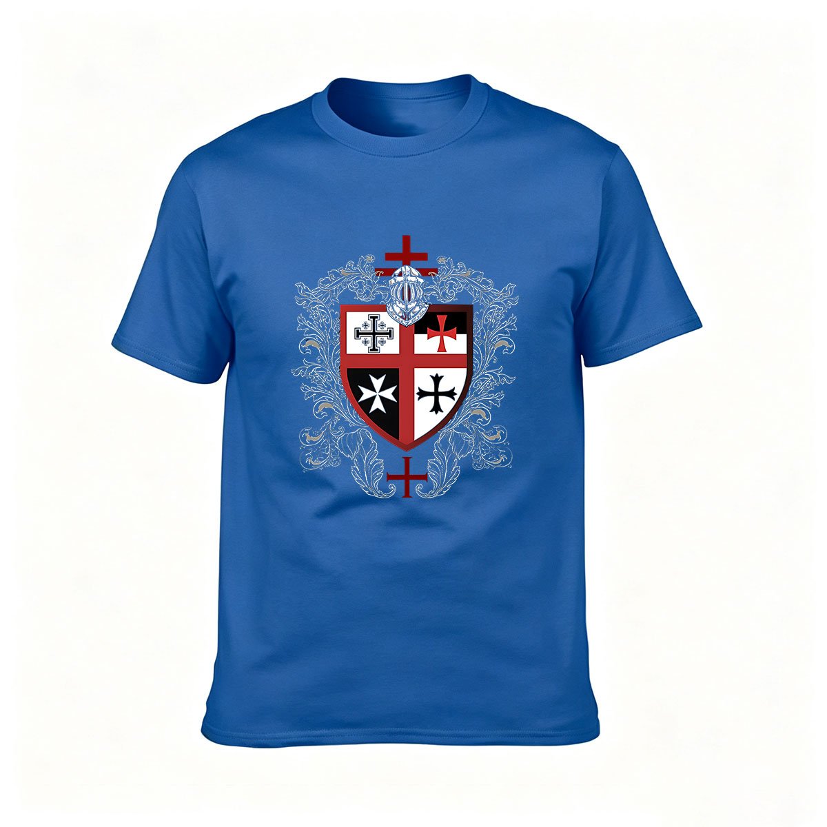 Men's Black T-Shirt with Heraldic Cross Shield Design for Gifts and Casual Wear - Image 4