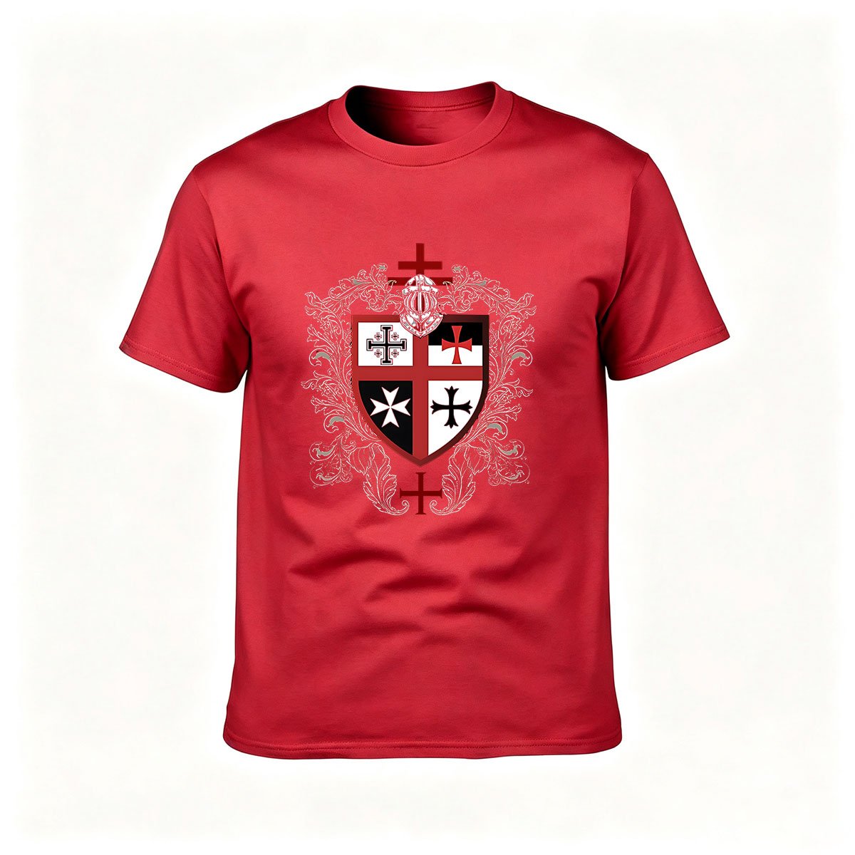 Men's Black T-Shirt with Heraldic Cross Shield Design for Gifts and Casual Wear - Image 5
