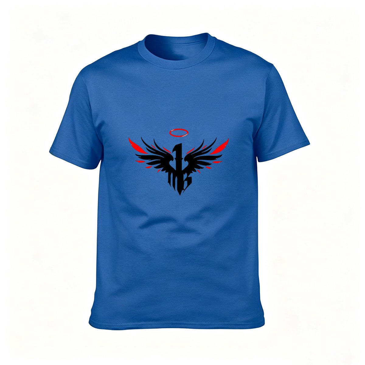 Black T-Shirt with Red Angel Wings and Halo Design for Men and Women Casual Wear Gift - Image 4