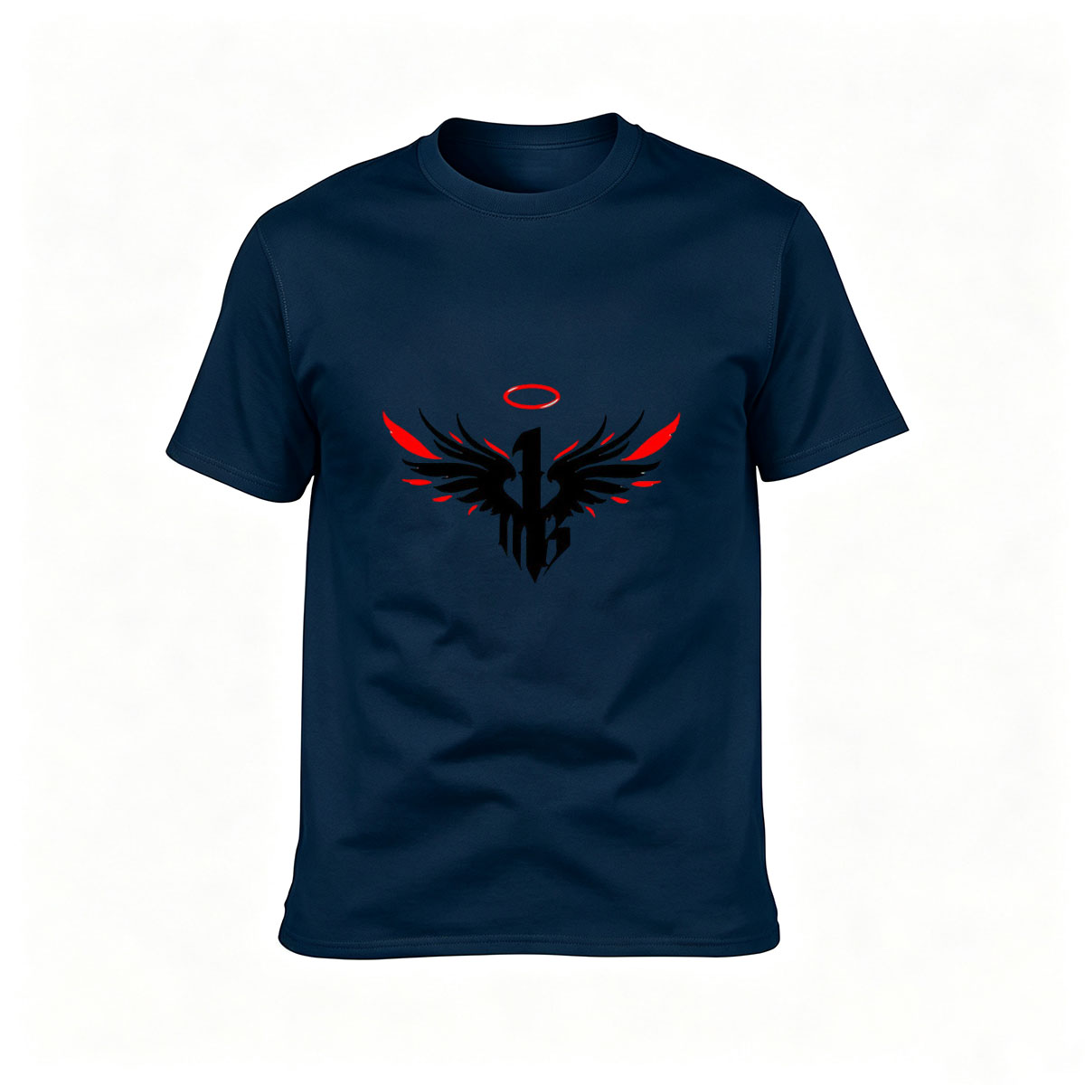 Black T-Shirt with Red Angel Wings and Halo Design for Men and Women Casual Wear Gift - Image 6