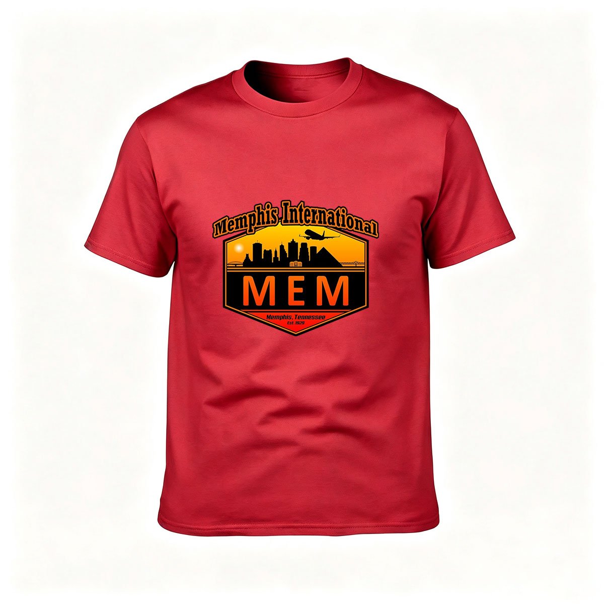 Memphis International MEM Airport City Skyline Men's T-Shirt - Image 5