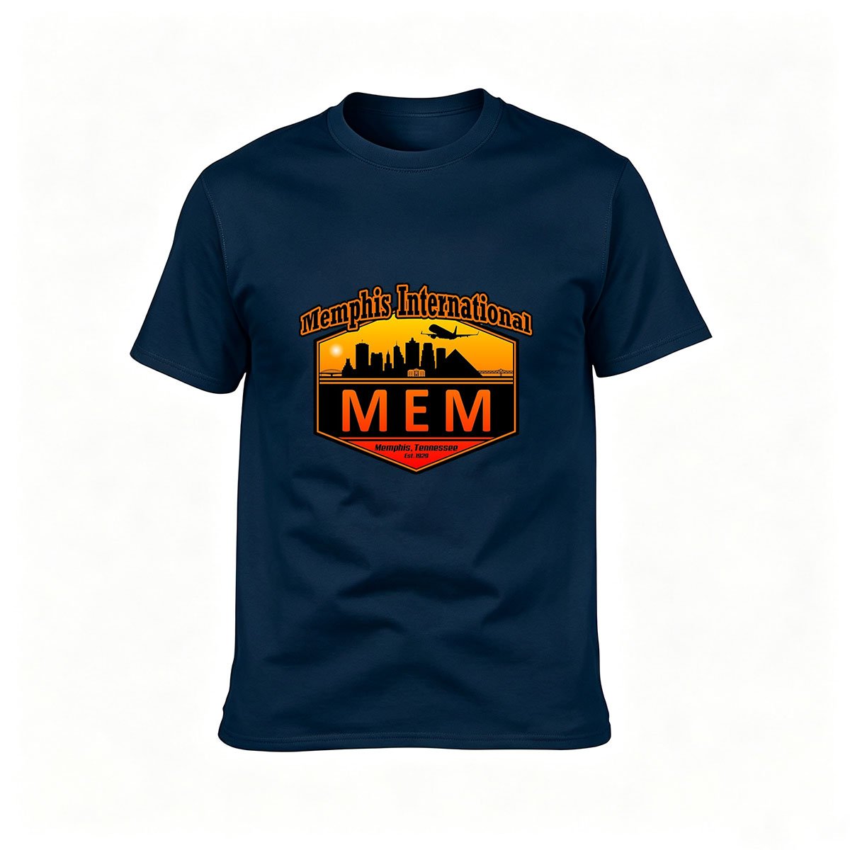 Memphis International MEM Airport City Skyline Men's T-Shirt - Image 6