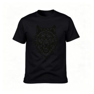 Black Wolf Graphic Men's T-Shirt Wild Animal Design Gift for Him
