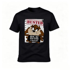 Busted Taz Devil Mugshot Mens T-Shirt Funny Gift Tee