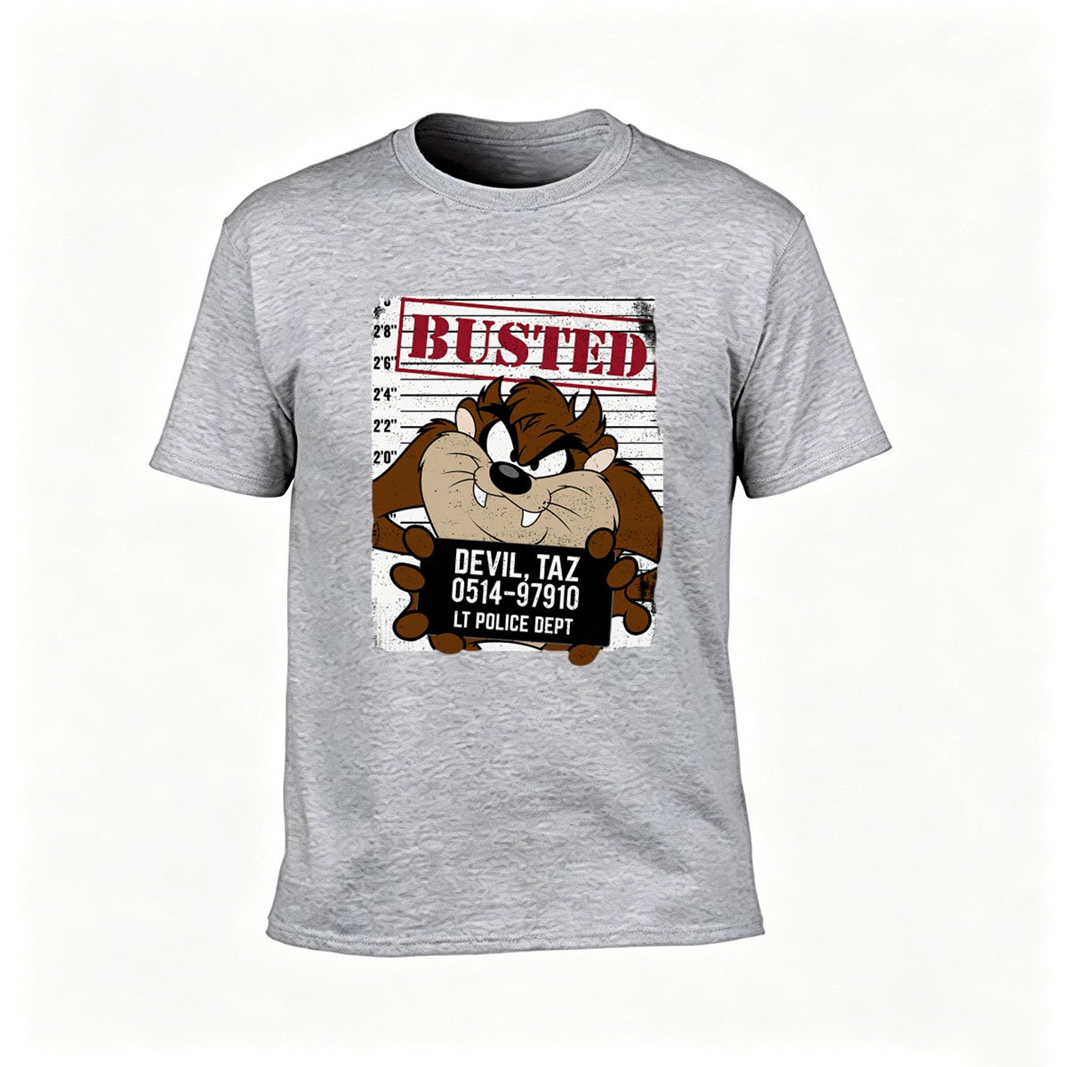 Busted Taz Devil Mugshot Mens T-Shirt Funny Gift Tee - Image 3