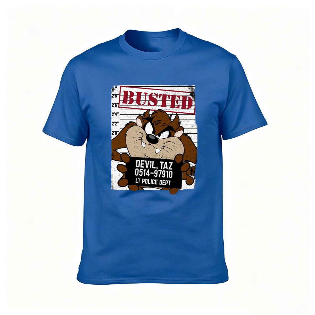 Busted Taz Devil Mugshot Mens T-Shirt Funny Gift Tee - Image 4