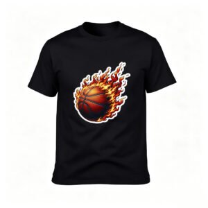Flaming Basketball T-Shirt Men's Sport Gift Tees