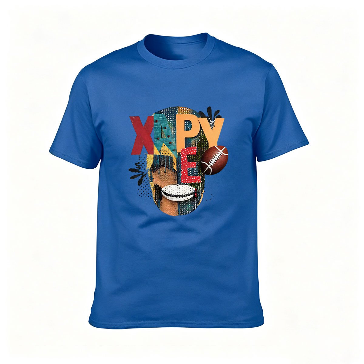 Happy Face Football Men's T-Shirt Gift for Sports Fans - Image 4