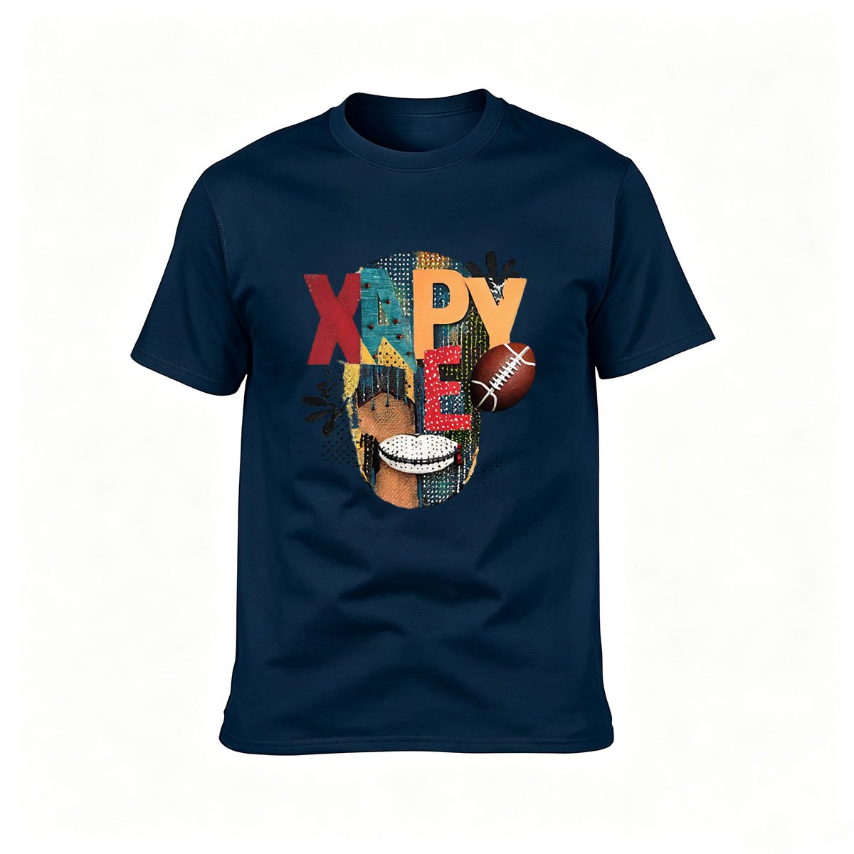 Happy Face Football Men's T-Shirt Gift for Sports Fans - Image 6