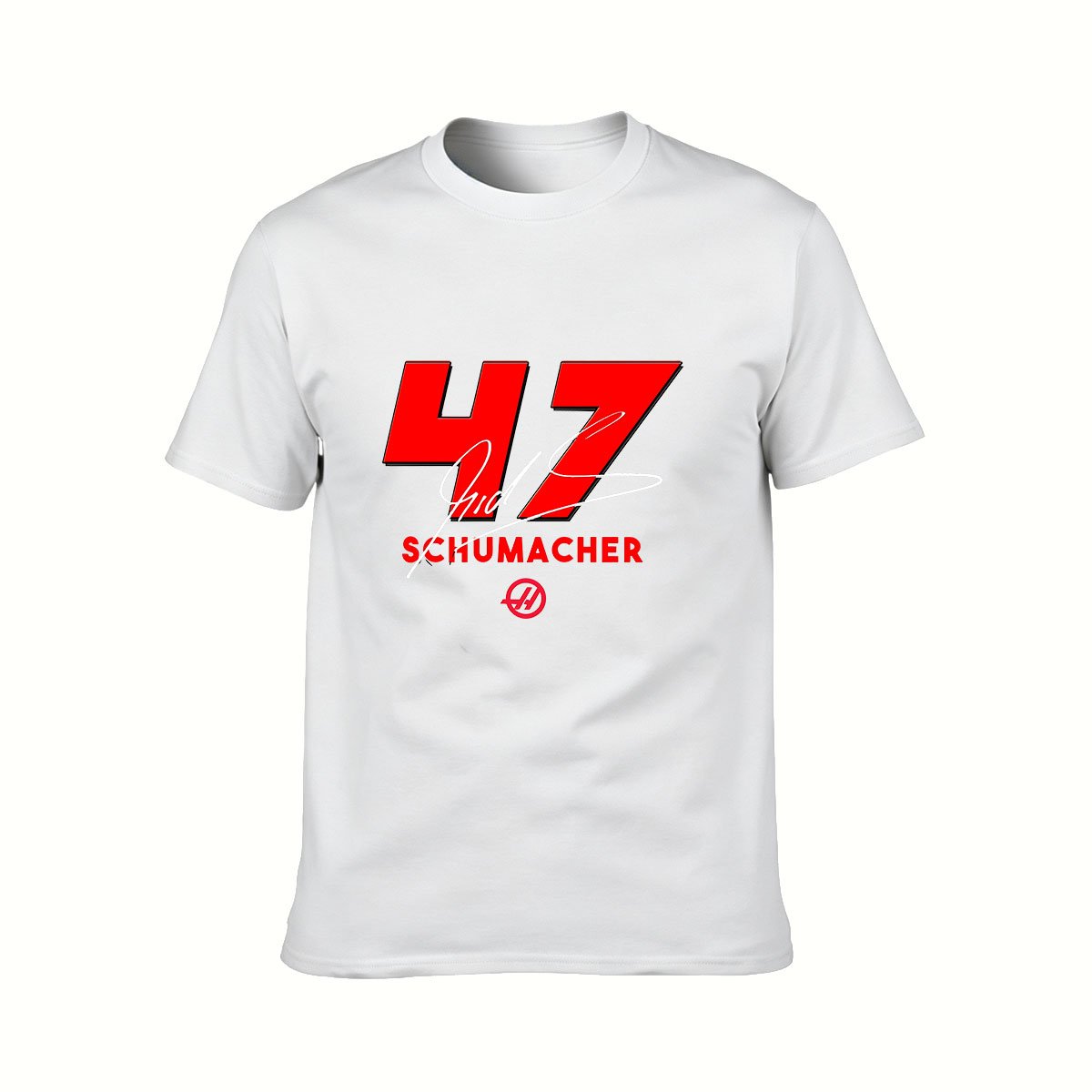 Mens 47 Schumacher Signature T-Shirt Red Black Racing Gift - Image 2