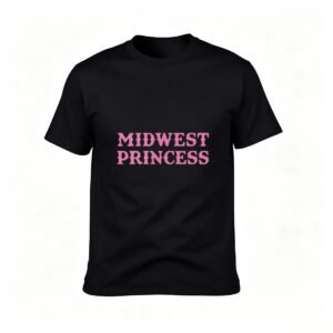 Midwest Princess Pink Text Black T-Shirt Women's Gift Tee