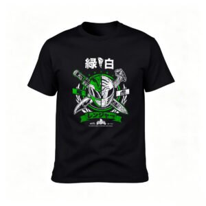 Green White Ranger Mask T-Shirt Men's Gift Hero Costume Shirt
