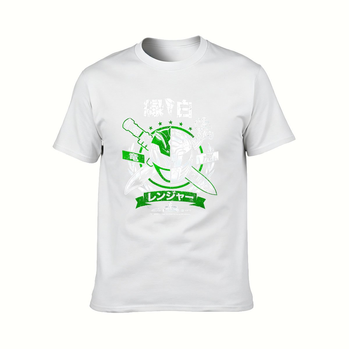 Green White Ranger Mask T-Shirt Men's Gift Hero Costume Shirt - Image 2