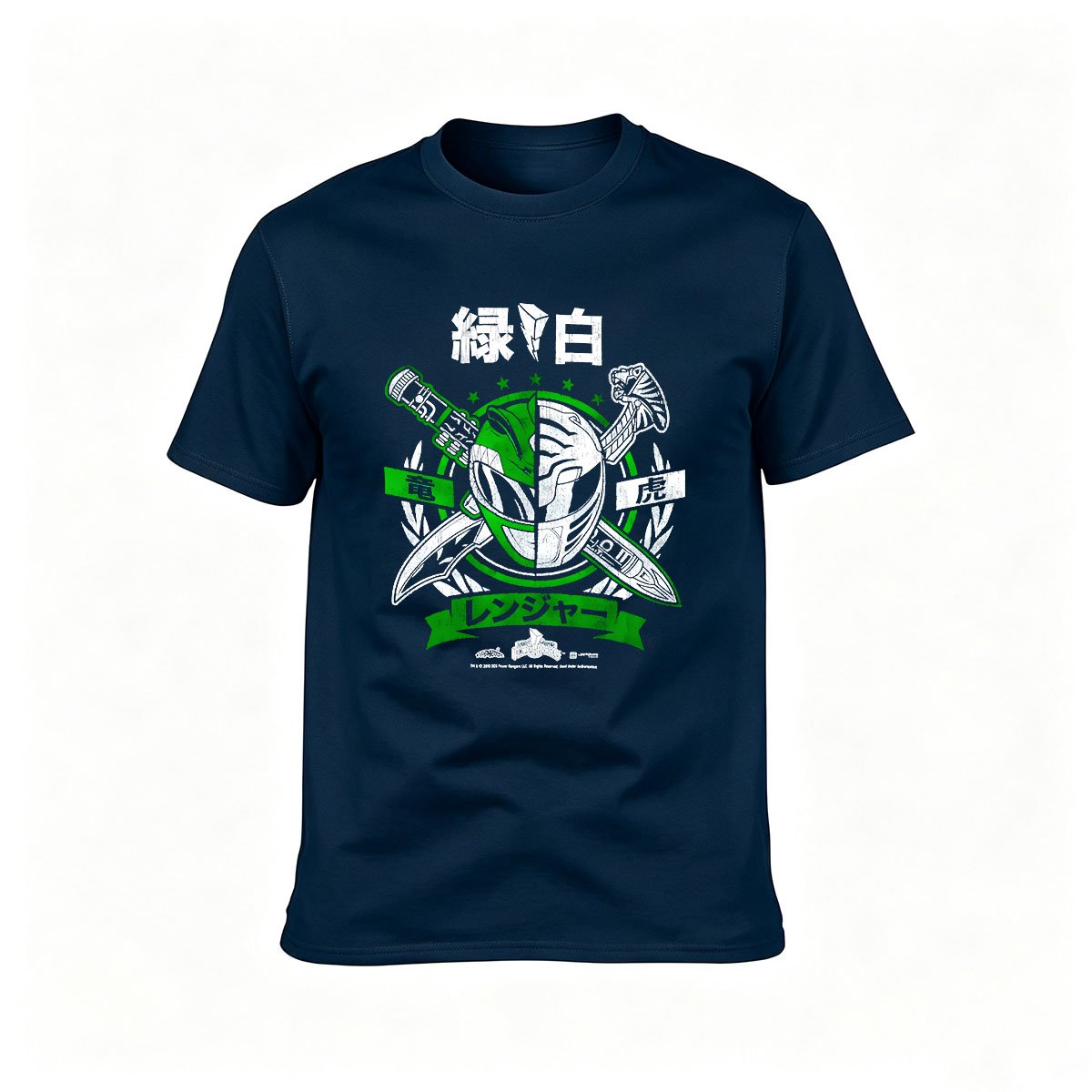 Green White Ranger Mask T-Shirt Men's Gift Hero Costume Shirt - Image 6