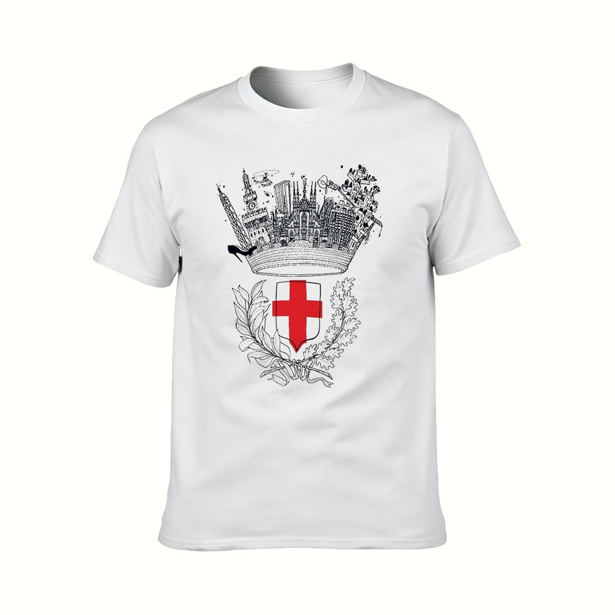 Men's Black T-Shirt Red Cross Emblem Design Gift for Him - Image 2