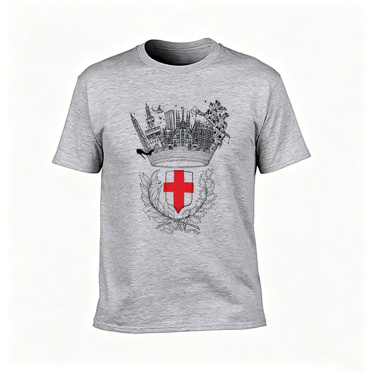 Men's Black T-Shirt Red Cross Emblem Design Gift for Him - Image 3