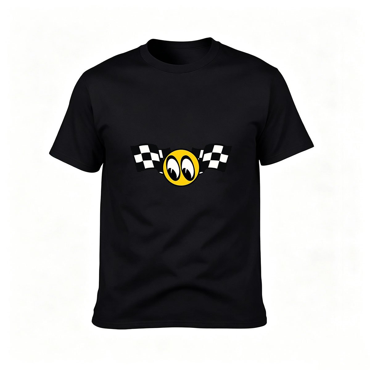 Men's Racing Eyes T-Shirt with Checkered Flags Design
