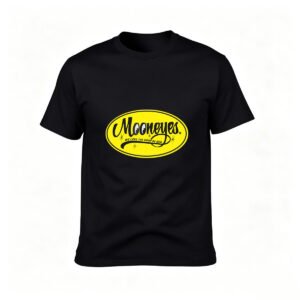Mooneyes Logo T-Shirt Men's Classic Black Tee Gift for Car Enthusiasts