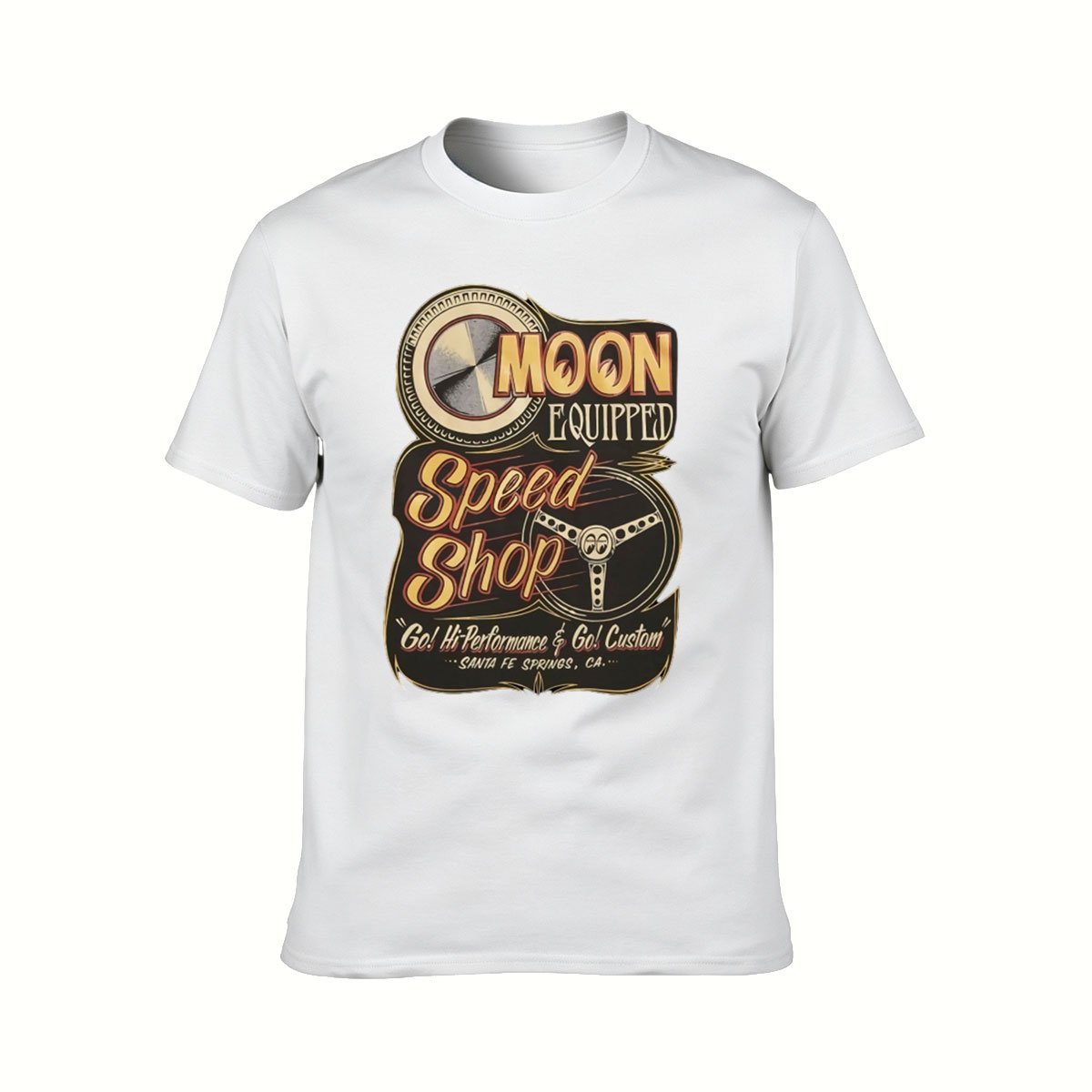 Moon Equipped Speed Shop T-Shirt Men's Classic Cotton Graphic Tee Gift for Car Enthusiasts - Image 2