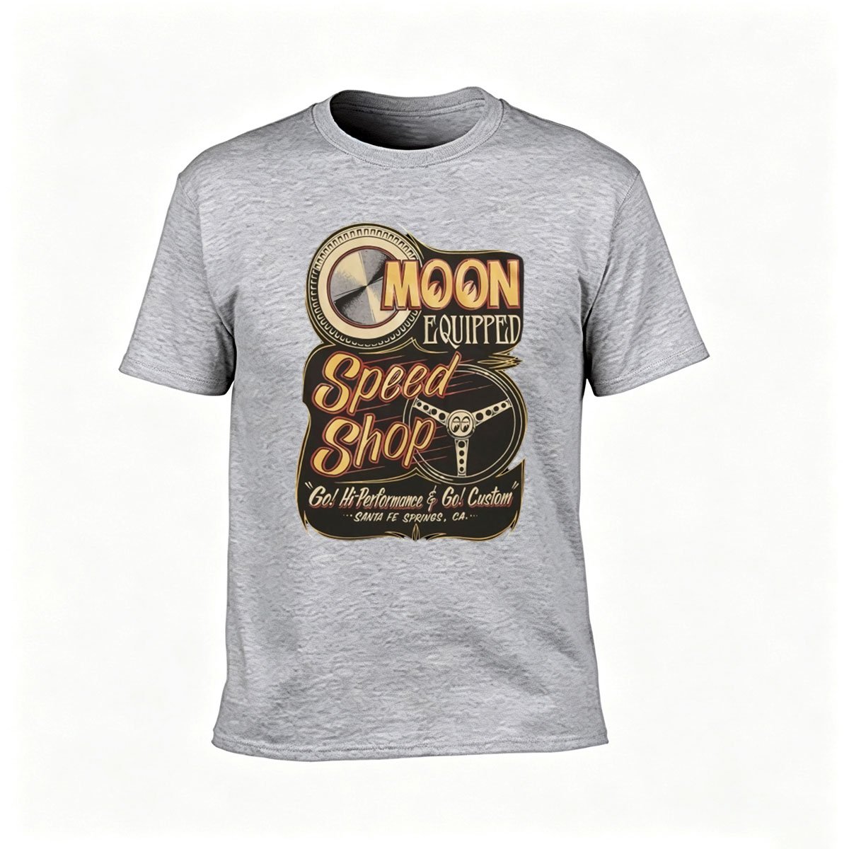Moon Equipped Speed Shop T-Shirt Men's Classic Cotton Graphic Tee Gift for Car Enthusiasts - Image 3