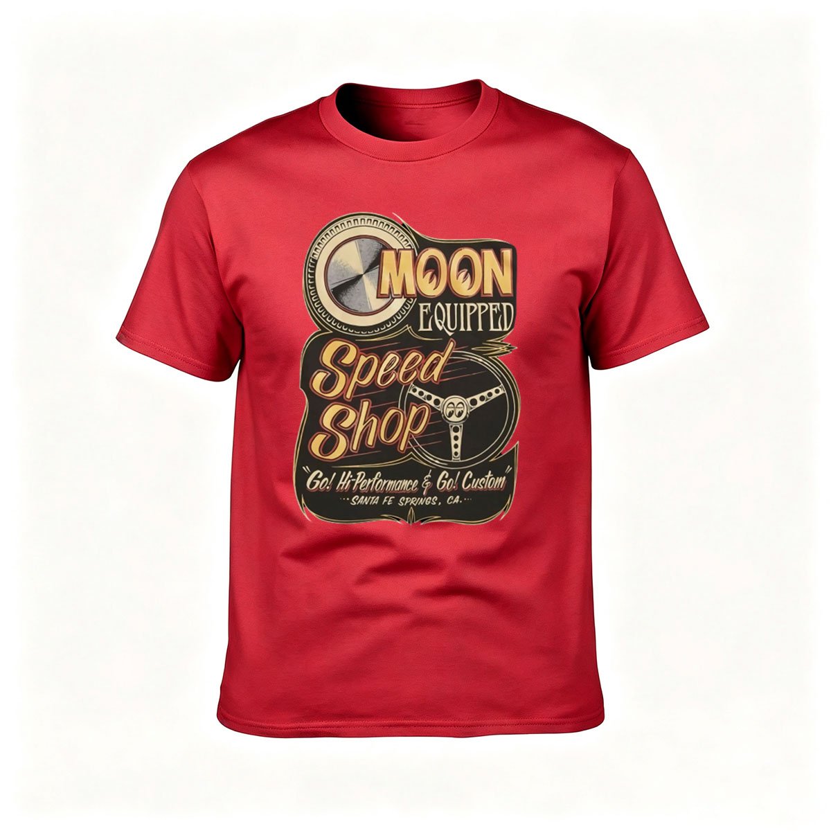 Moon Equipped Speed Shop T-Shirt Men's Classic Cotton Graphic Tee Gift for Car Enthusiasts - Image 5