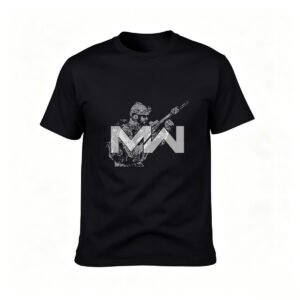 Men's Black MW Soldier Graphic T-Shirt for Gaming Fans