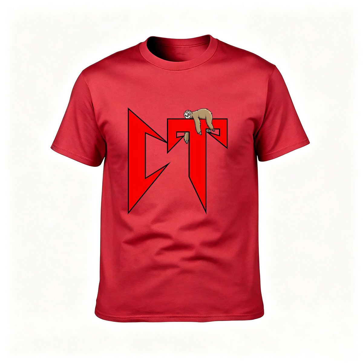 Sloth on Red Logo Men's T-Shirt Fun Gift for Animal Lovers - Image 5