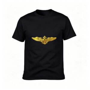 Golden Wings Navy Pilot Insignia Men's T-Shirt Gift for Aviator Enthusiasts