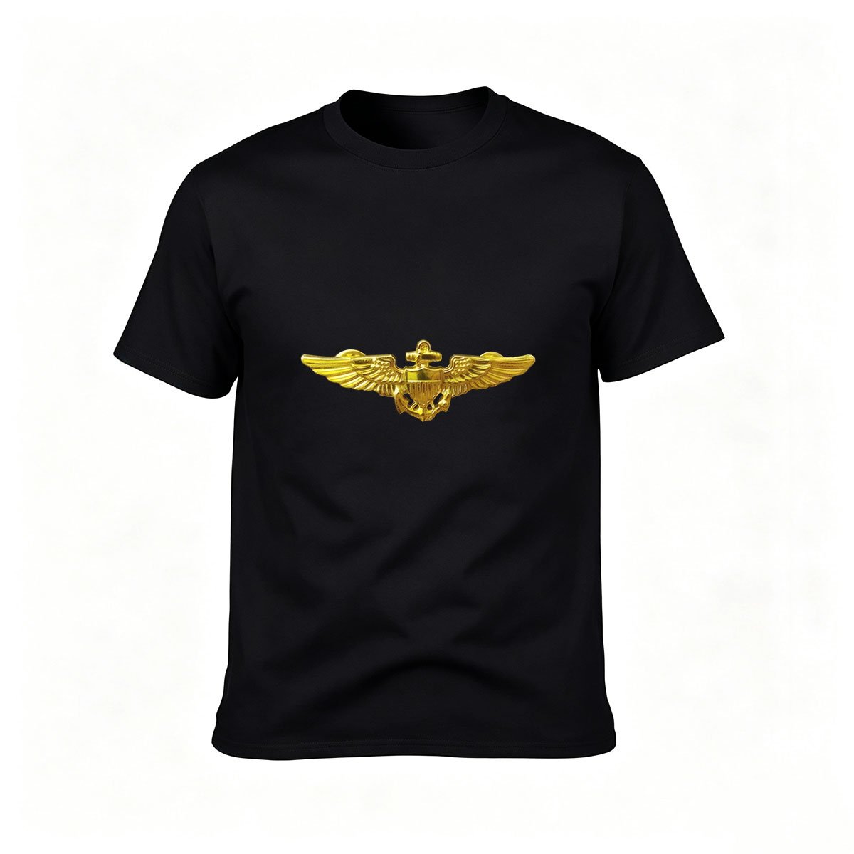 Golden Wings Navy Pilot Insignia Men's T-Shirt Gift for Aviator Enthusiasts
